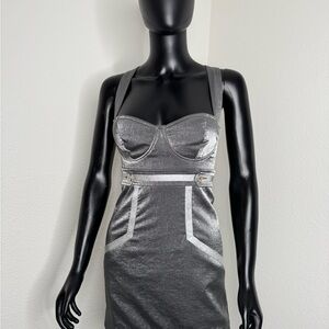 Marciano Metallic Silver Mini Dress